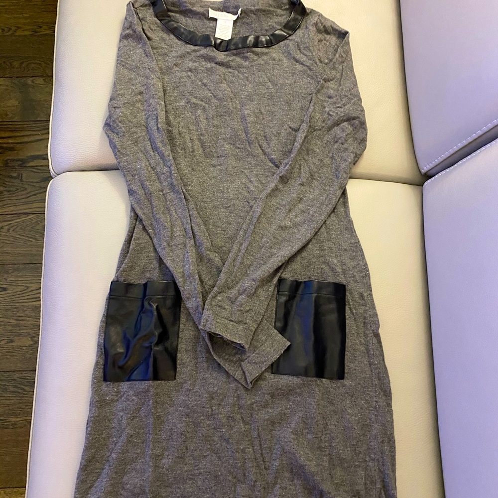 Dress with faux leather details